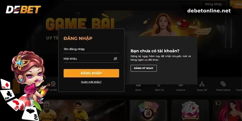 Các bước đăng nhập DEBET để trải nghiệm cuộc vui đẳng cấp